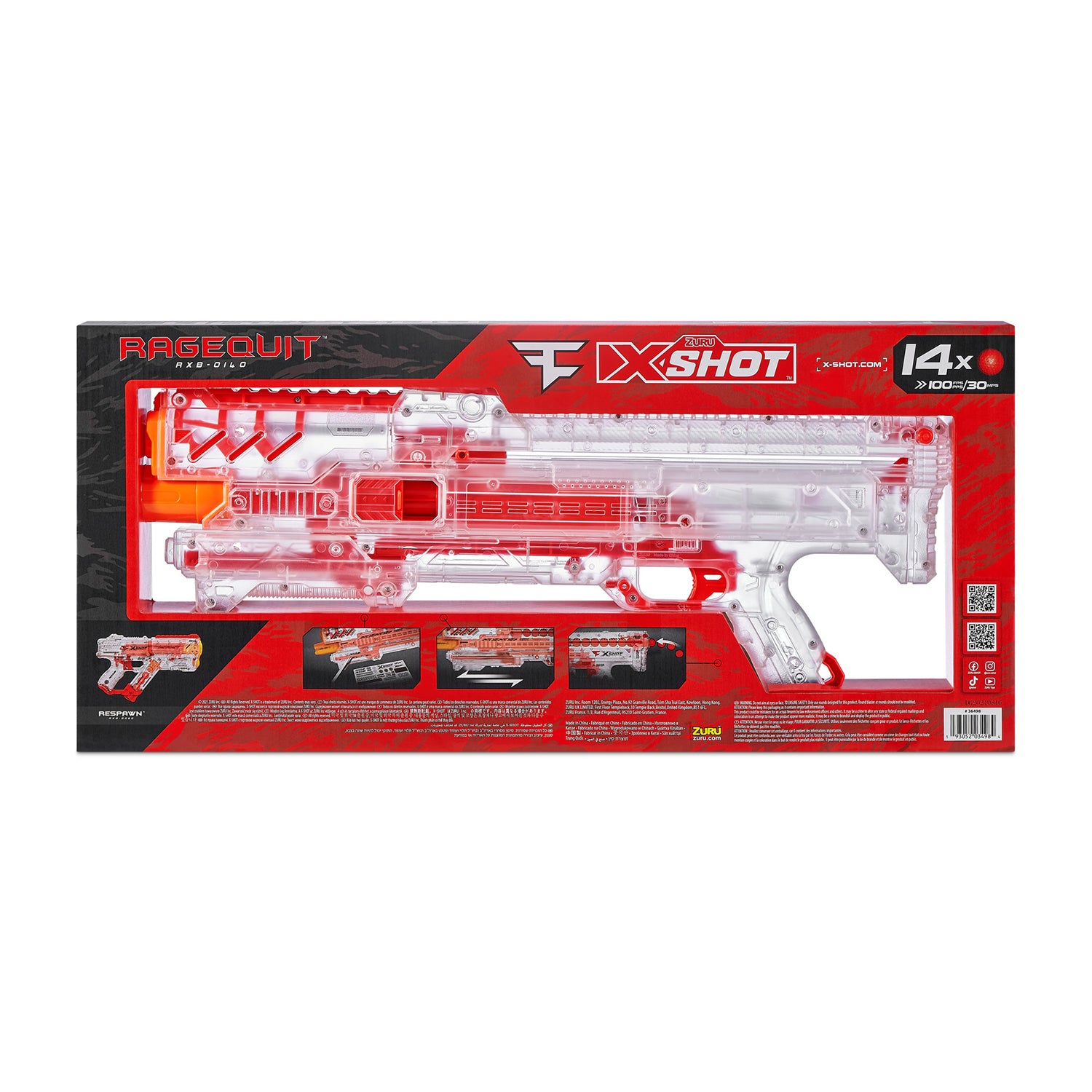 ZURU - XShot Faze Ragequit Blaster con 24 Colpi inclusi